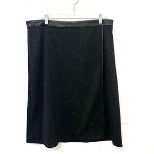 Ann Taylor A Line Skirt Womens Size 14 Black/White Speckles Faux Leather Trim